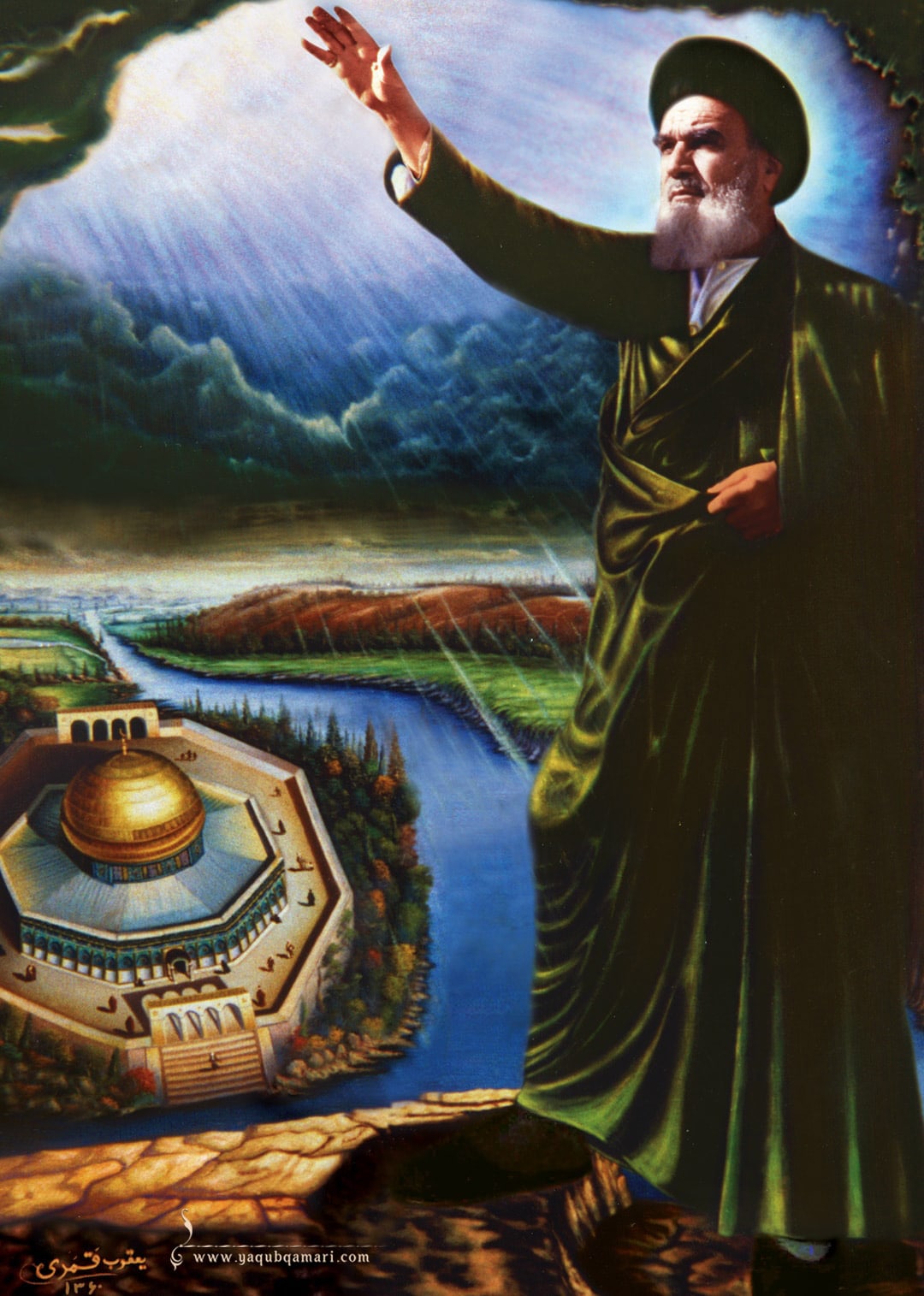تابلو نقاشی رنگ روغن، تجلی نور اثر عارف کامل، هنرمند و نویسنده صاحبدل حضرت استاد یعقوب قمری شریف آبادی