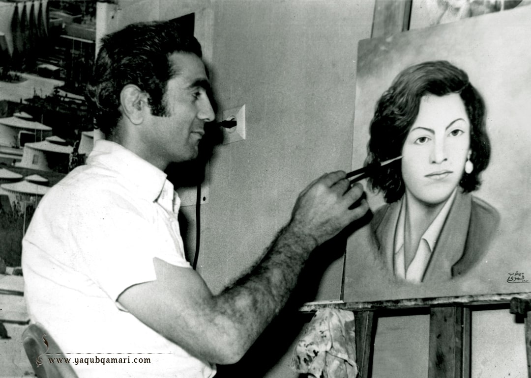 تابلو نقاشی رنگ روغن، خانم معلم اثر یعقوب قمری شریف آبادی