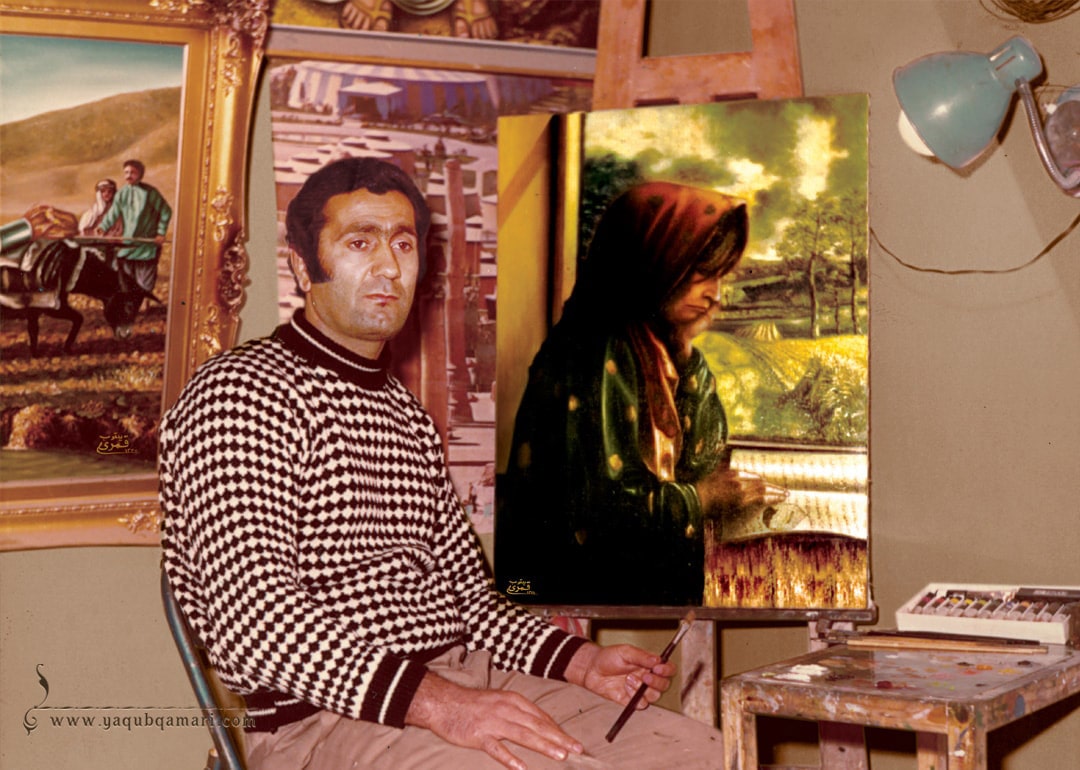 تابلو نقاشی رنگ روغن، زن روستایی اثر عارف کامل، هنرمند و نویسنده صاحبدل حضرت استاد یعقوب قمری شریف آبادی