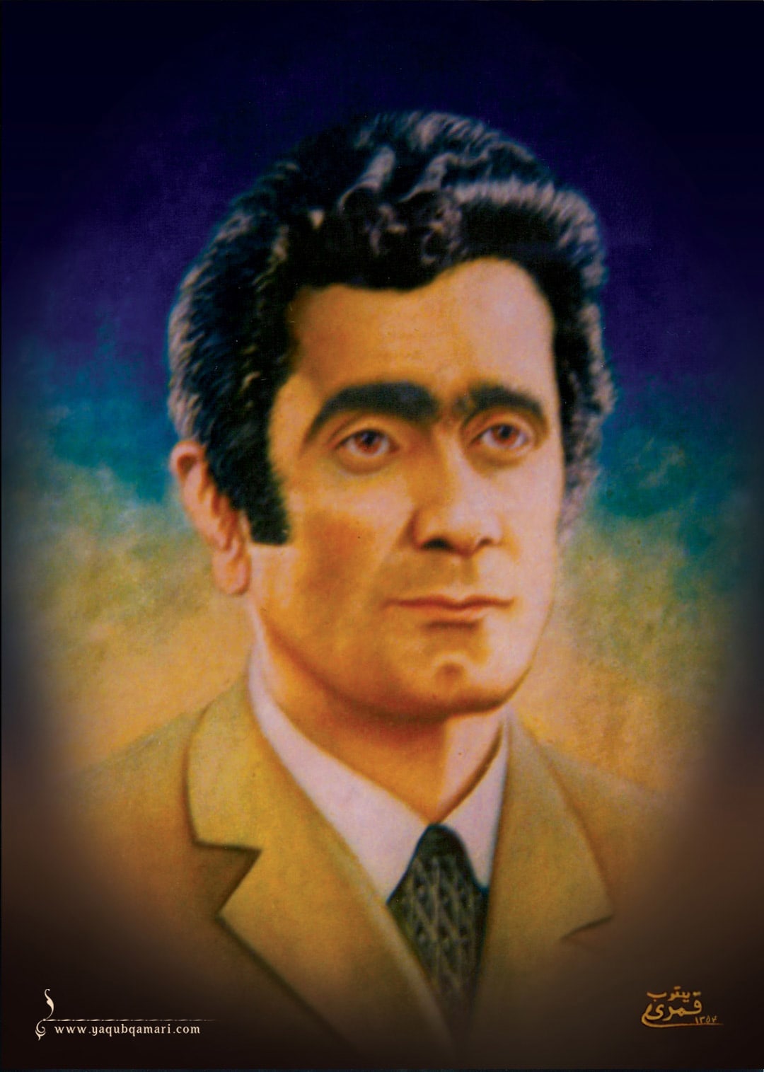 تابلو نقاشی رنگ روغن، سیمای استاد اثر یعقوب قمری شریف آبادی