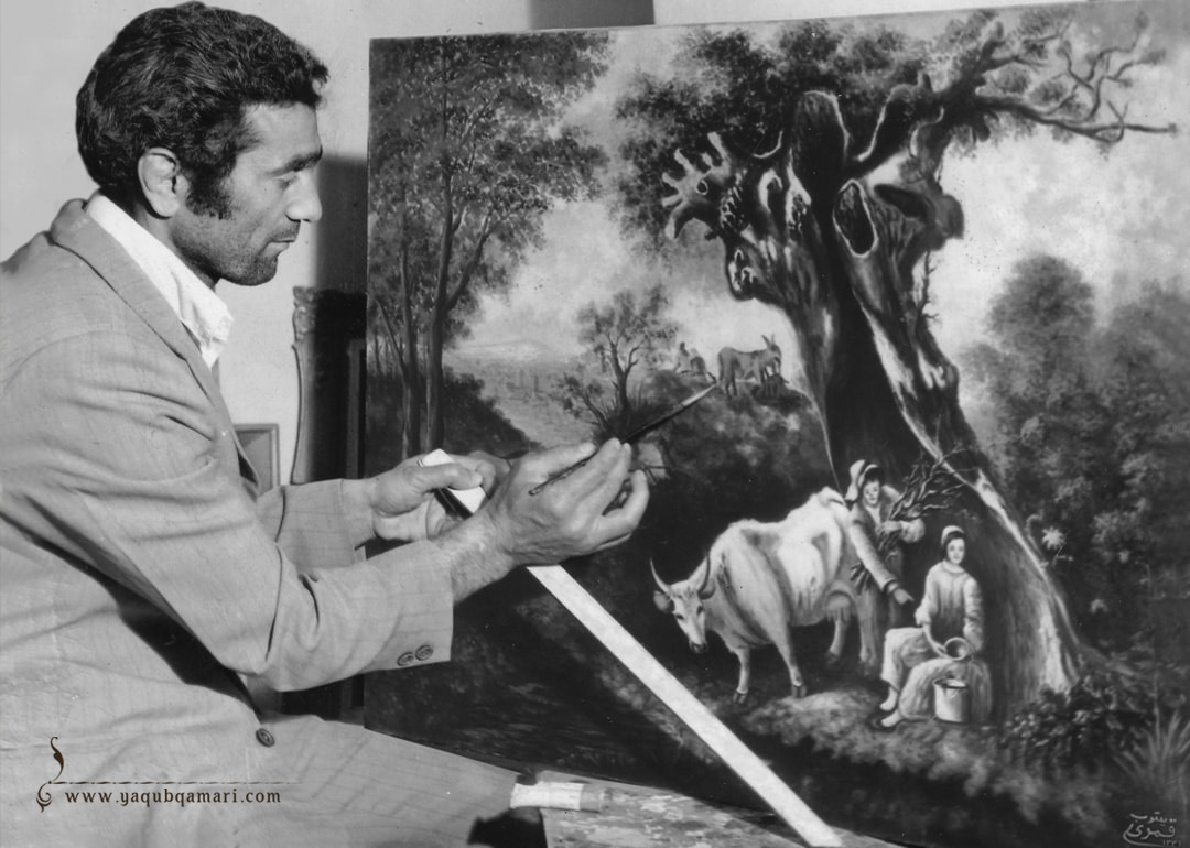 تابلو نقاشی رنگ روغن، طبیعت اثر یعقوب قمری شریف آبادی