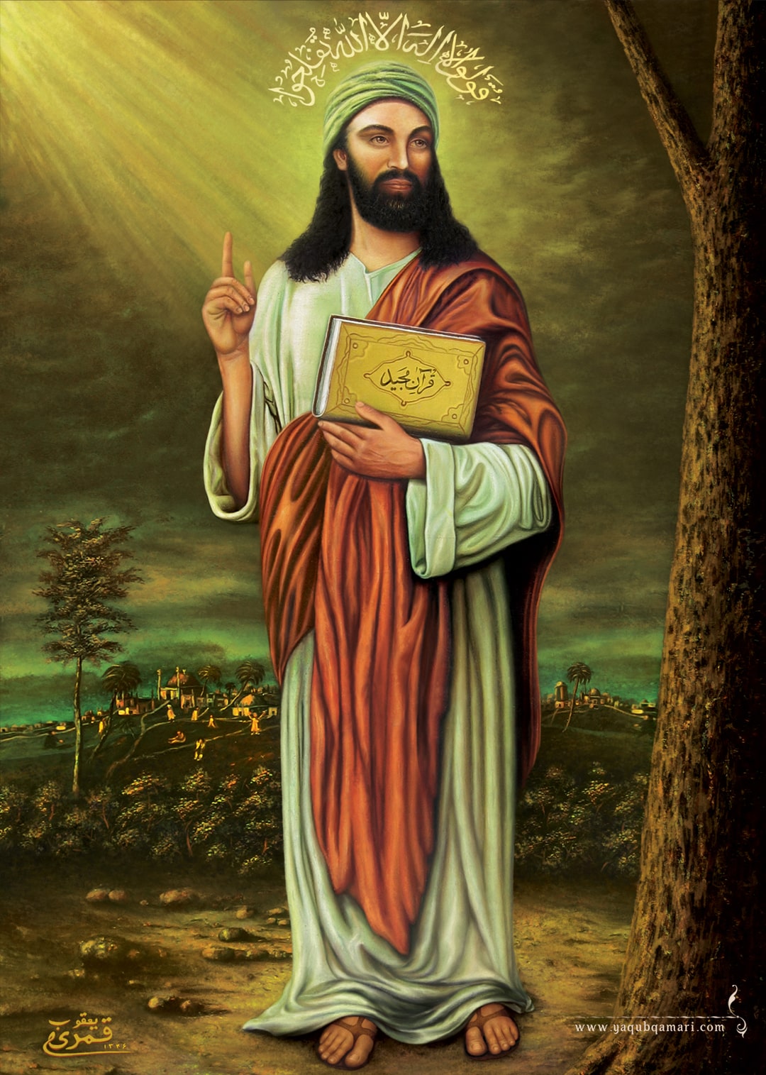 تابلو نقاشی رنگ روغن، فروغ رسالت اثر یعقوب قمری شریف آبادی