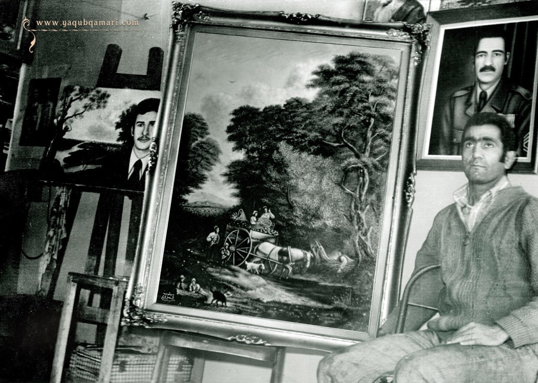 تابلو نقاشی رنگ روغن، منظره اثر یعقوب قمری شریف آبادی