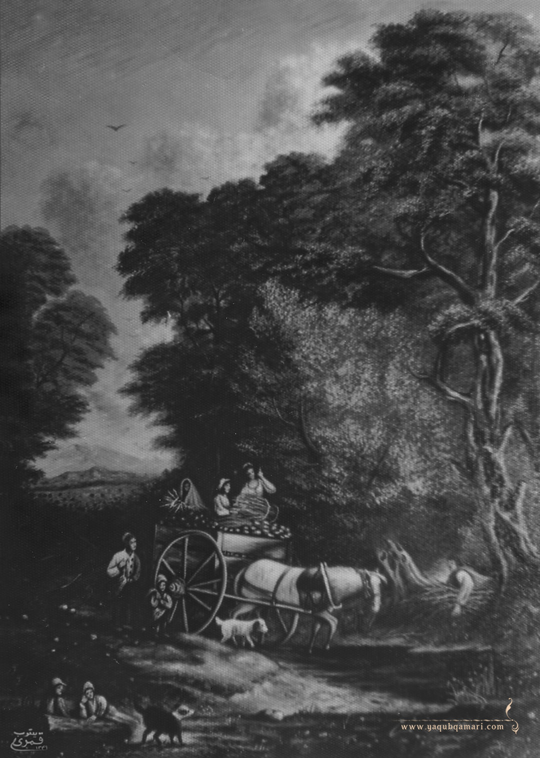 تابلو نقاشی رنگ روغن، منظره اثر یعقوب قمری شریف آبادی