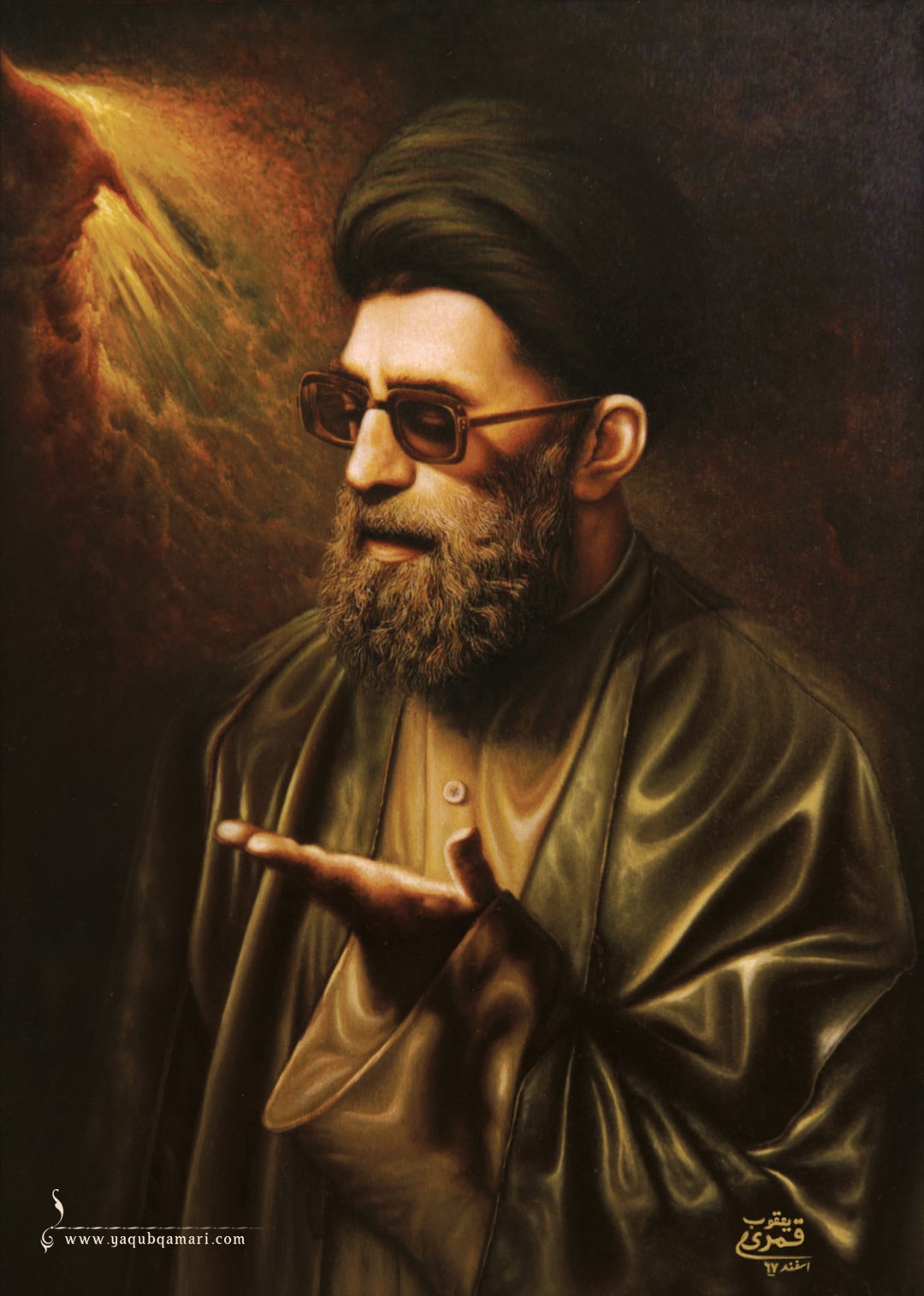 تابلو نقاشی رنگ روغن، نیایش اثر عارف کامل، هنرمند و نویسنده صاحبدل حضرت استاد یعقوب قمری شریف آبادی