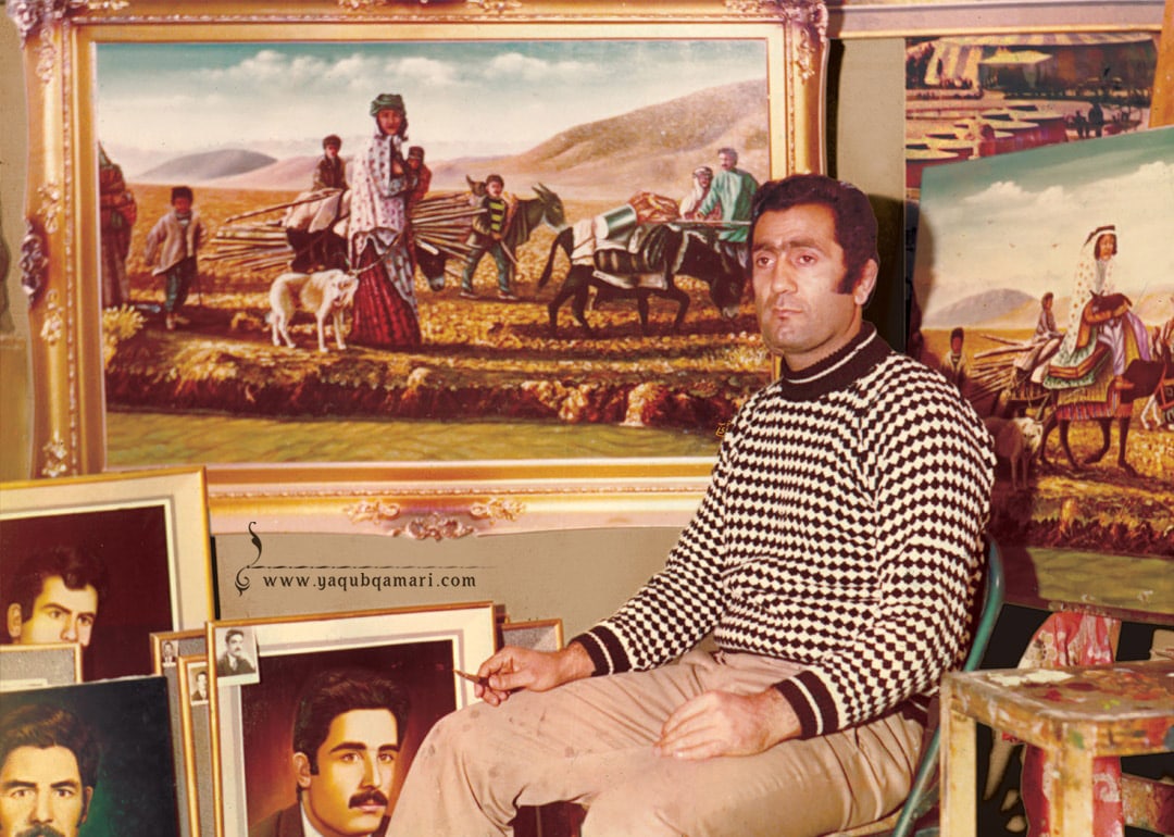 تابلو نقاشی رنگ روغن، کوچ بختیاری اثر عارف کامل، هنرمند و نویسنده صاحبدل حضرت استاد یعقوب قمری شریف آبادی