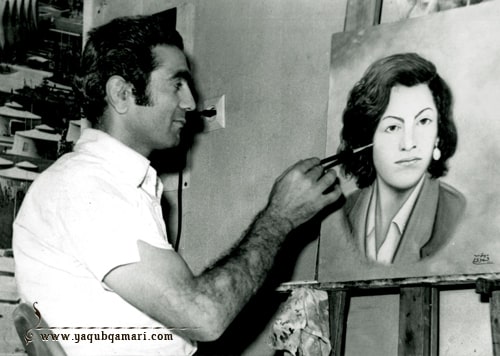 تابلو نقاشی رنگ روغن خانم معلم اثر عارف کامل، هنرمند و نویسنده صاحبدل حضرت استاد یعقوب قمری شریف آبادی