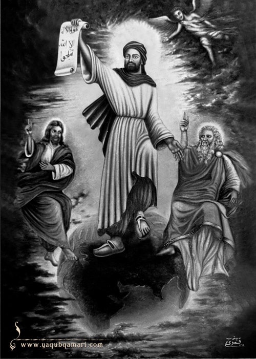 تابلو نقاشی رنگ روغن نبی اعظم اثر عارف کامل، هنرمند و نویسنده صاحبدل حضرت استاد یعقوب قمری شریف آبادی